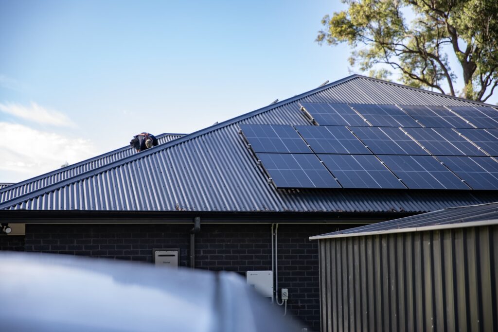 An array on a long metal roof under open sky, the Northern Rivers & Tweed