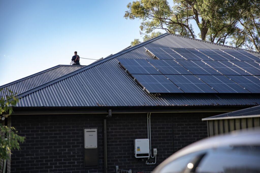 A finished array on the rear roof of a family home, Adelaide