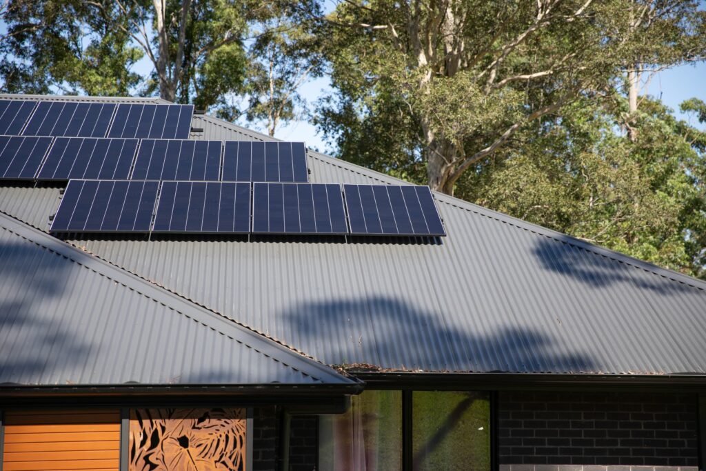 Solar panels fitted above the garage of a recent build, Newcastle, Maitland & Lake Macquarie