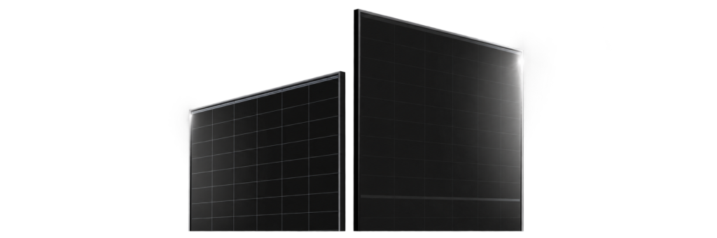 Product render of the front and back of the solar panels we install